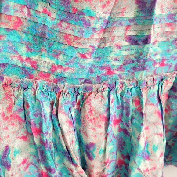 NWT Anthropologie Pepin  Willa Watercolor Ruched Shoulder Boho Mini Dress - Picture 7 of 12